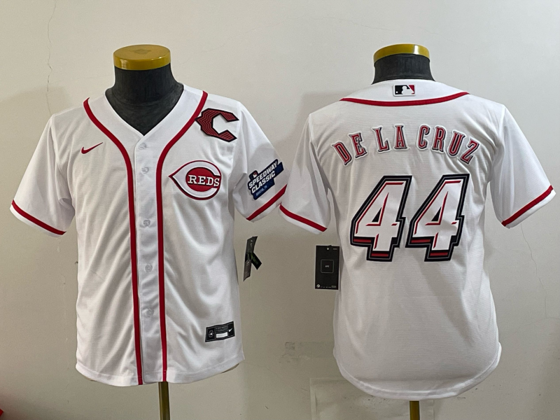 youth Cincinnati Reds #44 Delacruz White Nike MLB 2025 Jersey 003->nfl hats->Sports Caps